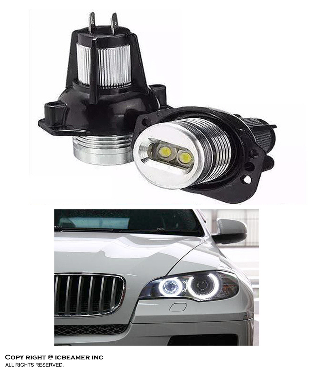 ICBEAMER Fit BMW ANGEL EYE E90,E91,63117161444 HALO RING LED